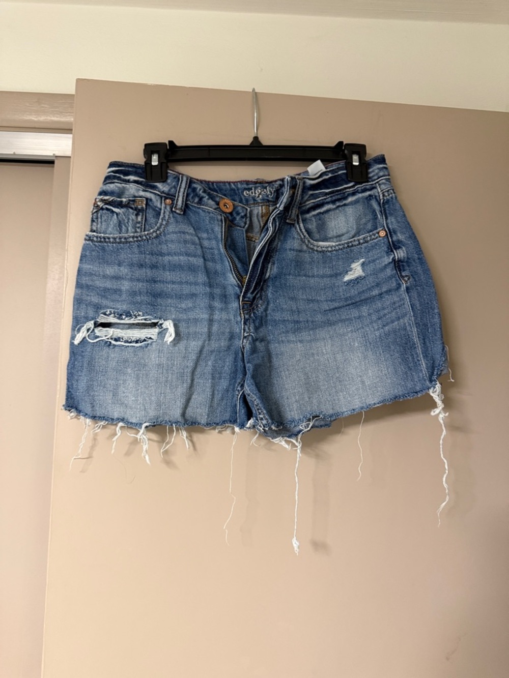 Edgy High-Rise Distressed Light Blue Denim Cutoff Shorts